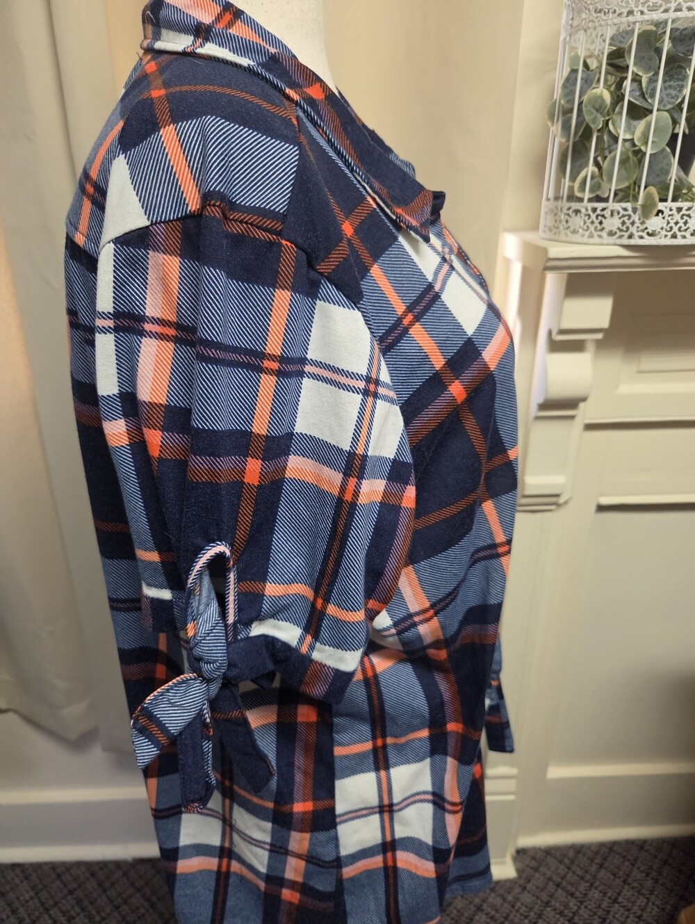 New York Laundry Navy, Light Blue, Pink, Orange Plaid Button-Down Shirt Size 3X